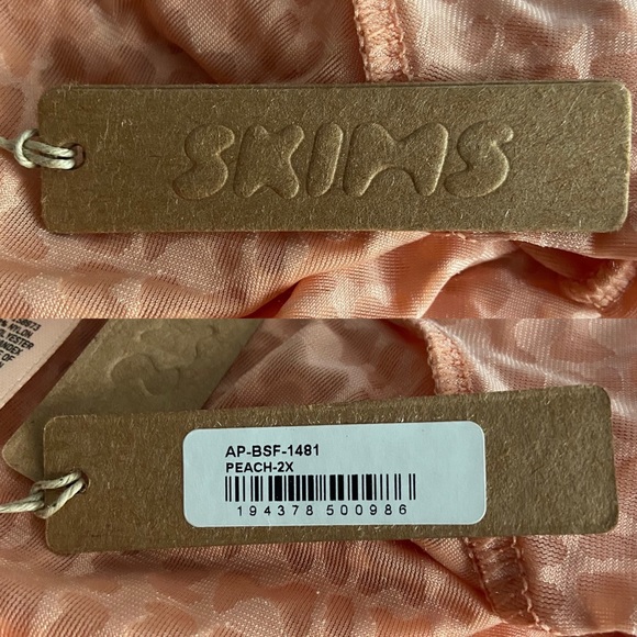 Skims Velvet Stirrup Onesie Logo One-piece Jumpsuit Peach Plus Size 2X New - Picture 14 of 15